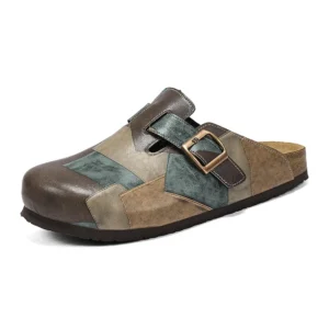 UNITYPUREMAX™ Unisex Cork Leather Closed-Toe Slippers – Adjustable Buckle Comfort Footbed Backless Slides 5