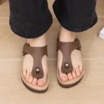 UNITYPUREMAX™ Women’s Cork Footbed Leather Mule Sandals – Arch Support Summer Slides 5
