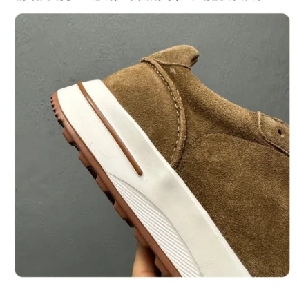 UNITYPUREMAX™ Lambskin German Army Trainers – Suede Chunky Sole White Sneakers for Men 3