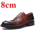 UNITYPUREMAX™ Retro Washed Cowhide Men's Derby Dress Shoes - 8cm Height-Increasing Wedding Business 1