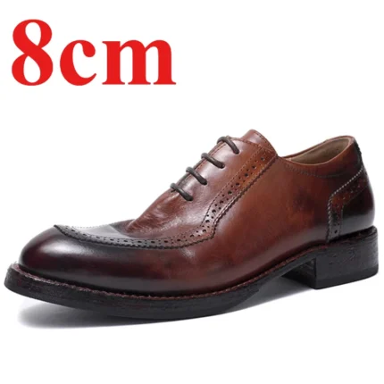 UNITYPUREMAX™ Retro Washed Cowhide Men's Derby Dress Shoes - 8cm Height-Increasing Wedding Business 1