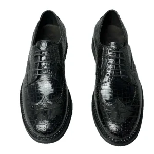 UNITYPUREMAX™ Classical Genuine Crocodile Skin Men's Derby Brogue Dress Shoes - Black 1