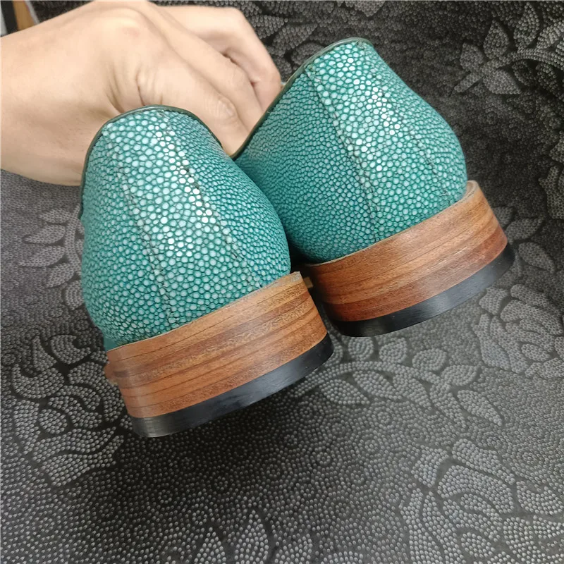 UNITYPUREMAX™ Authentic Stingray Skin Goodyear Welt Oxford Shoes - Men's Handmade Goodyear Welt Green