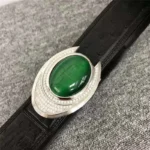 UNITYPUREMAX™ Authentic Ostrich Skin Men's Belt - Green Diamond Rhinestone Buckle 3
