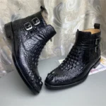 UNITYPUREMAX™ Authentic Crocodile Skin Men's High-Top Ankle Boots - Winter ZIP Chelsea Black 4