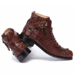 UNITYPUREMAX™ Authentic Crocodile Skin Men's Ankle Boots - Handmade Buckle Strap Winter Wool-Lined 3