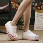 UNITYPUREMAX™ Hand-Painted Genuine Leather Platform Sneakers for Women 4