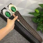 UNITYPUREMAX™ Authentic Ostrich Skin Men's Belt - Green Diamond Rhinestone Buckle 4