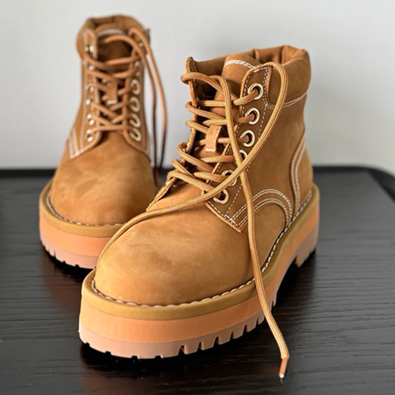 UNITYPUREMAX™ Nordic Minimalist Khaki Cow Leather Winter Snow Boots for Women 4