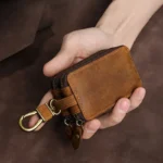 Men's & Women's Crazy Horse Leather Car Key Pouch Wallet | Double Zipper Keychain Organiser | UNITYPUREMAX™ 1
