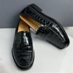 UNITYPUREMAX™ Authentic Crocodile Belly Skin Men's Business Dress Shoes - Black Slip-On 3