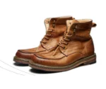 Men's Handmade Genuine Leather Moc-Toe Motorcycle Boots | British Retro High Top | UNITYPUREMAX™ 5