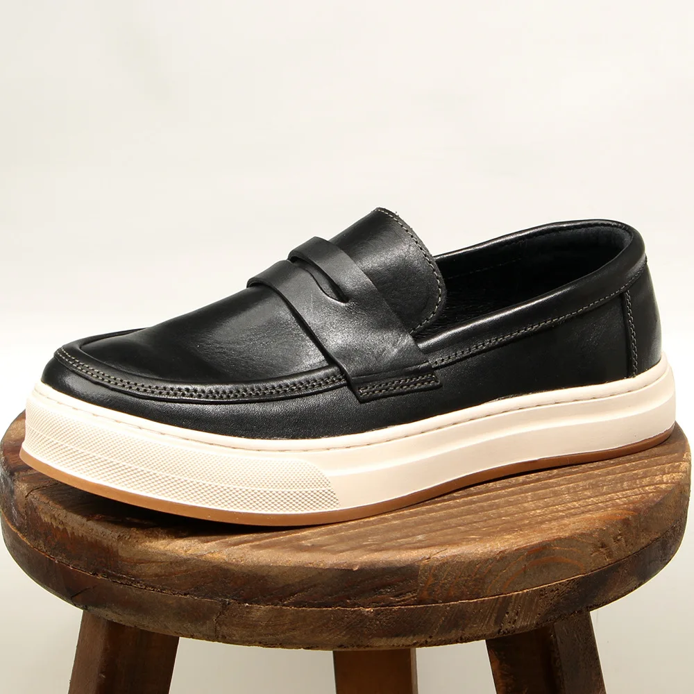 UNITYPUREMAX™ Vintage Handmade Genuine Leather Men's Platform Loafers with Metal Toe Cap 6