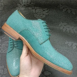 UNITYPUREMAX™ Authentic Stingray Skin Goodyear Welt Oxford Shoes - Men's Handmade Goodyear Welt Green