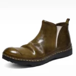 Pure Hand-Sewn Washed Men's Horseskin Chelsea Boots – British Retro Goodyear Thick Soled Short Boots