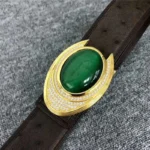 UNITYPUREMAX™ Authentic Ostrich Skin Men's Belt - Green Diamond Rhinestone Buckle 6
