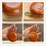 Handcrafted Round Genuine Cowhide Leather Pouch | Earphone Case & Coin Purse | UNITYPUREMAX™ 2