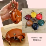 Handcrafted Round Genuine Cowhide Leather Pouch | Earphone Case & Coin Purse | UNITYPUREMAX™ 6