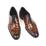 UNITYPUREMAX™ Crocodile Leather Men's Oxford Dress Shoes - Orange 3