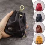 Retro Genuine Cowhide Leather Drawstring Coin Purse | Key & Card Organiser | UNITYPUREMAX™ 2