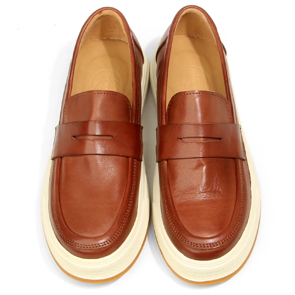 UNITYPUREMAX™ Vintage Handmade Genuine Leather Men's Platform Loafers with Metal Toe Cap 3