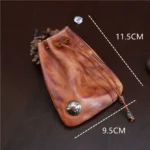Retro Genuine Cowhide Leather Drawstring Coin Purse | Key & Card Organiser | UNITYPUREMAX™ 6
