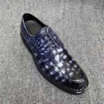 UNITYPUREMAX™ Authentic Crocodile Skin Men's Derby Shoes - Hand-Painted Gradient Gray Exotic Alligator Leather Male Lace-up Oxfords 3