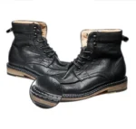 Men's Handmade Genuine Leather Moc-Toe Motorcycle Boots | British Retro High Top | UNITYPUREMAX™ 6