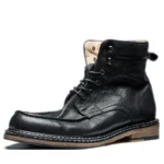 Men's Handmade Genuine Leather Moc-Toe Motorcycle Boots | British Retro High Top | UNITYPUREMAX™ 1