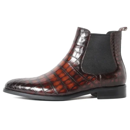 UNITYPUREMAX™ Genuine Brown Crocodile Leather Men's Chelsea Boots - Handmade Waterproof 1