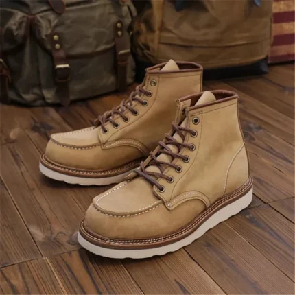 UNITYPUREMAX™ 1907 Vintage Handmade Cow Leather Motorcycle Ankle Boots - British Style Wings 2