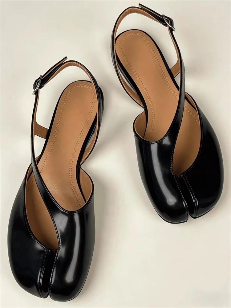 UNITYPUREMAX™ Luxury Patent Leather Tabi Split Toe Flat Sandals for Women 6