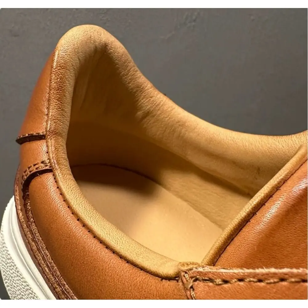 UNITYPUREMAX™ Tan Leather Men's Platform Sneakers - All-Day Comfort Casual 5