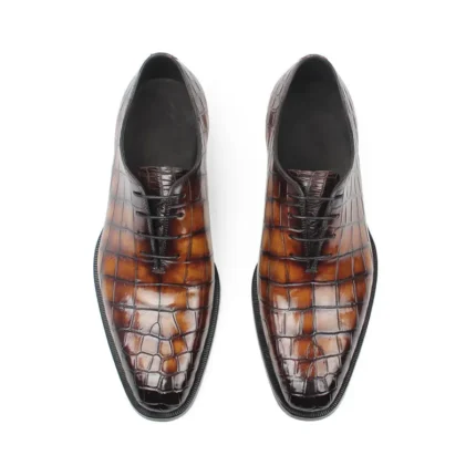 UNITYPUREMAX™ Crocodile Leather Men's Oxford Dress Shoes - Orange 2