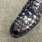 UNITYPUREMAX™ Authentic Crocodile Skin Men's Derby Shoes - Hand-Painted Gradient Gray Exotic Alligator Leather Male Lace-up Oxfords 4