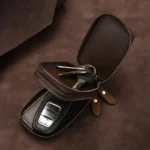 Men's & Women's Crazy Horse Leather Car Key Pouch Wallet | Double Zipper Keychain Organiser | UNITYPUREMAX™ 2