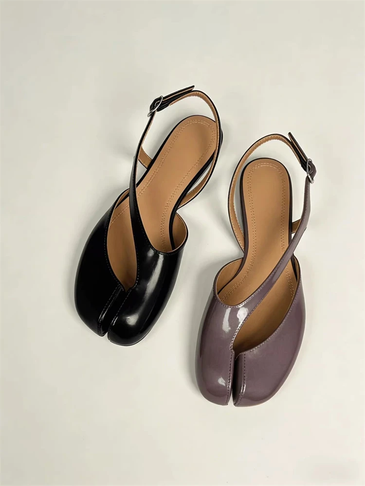 UNITYPUREMAX™ Luxury Patent Leather Tabi Split Toe Flat Sandals for Women 5