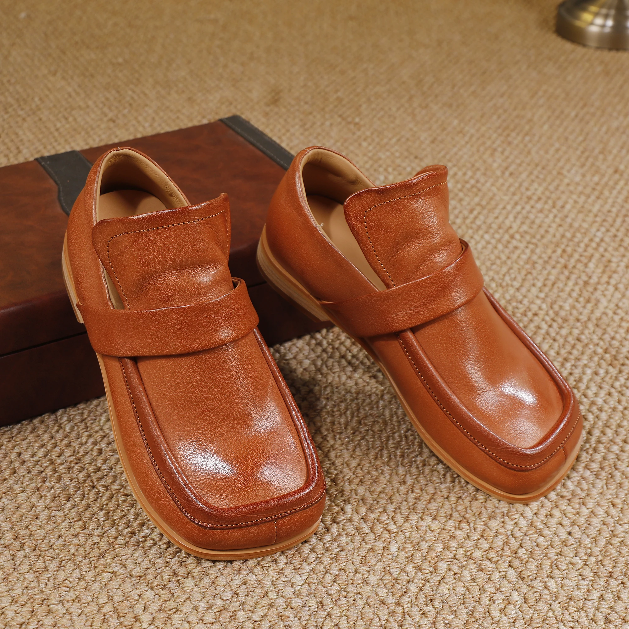 UNITYPUREMAX™ Genuine Leather British Style Square Toe Women's Loafers 2