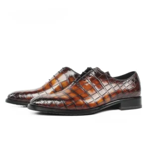 UNITYPUREMAX™ Crocodile Leather Men's Oxford Dress Shoes - Orange 7