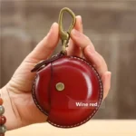 Handcrafted Round Genuine Cowhide Leather Pouch | Earphone Case & Coin Purse | UNITYPUREMAX™ 4