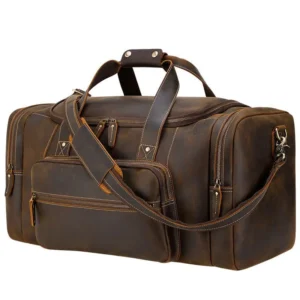 UNITYPUREMAX™ Genuine Crazy Horse Leather Large Travel Duffle Bag for Men 1