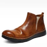 Pure Hand-Sewn Washed Men's Horseskin Chelsea Boots – British Retro Goodyear Thick Soled Short Boots