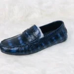UNITYPUREMAX™ Authentic Crocodile Skin Men's Moccasins - Hand-Painted Blue Gommino Flats 5