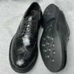 UNITYPUREMAX™ Classical Genuine Crocodile Skin Men's Derby Brogue Dress Shoes - Black 6