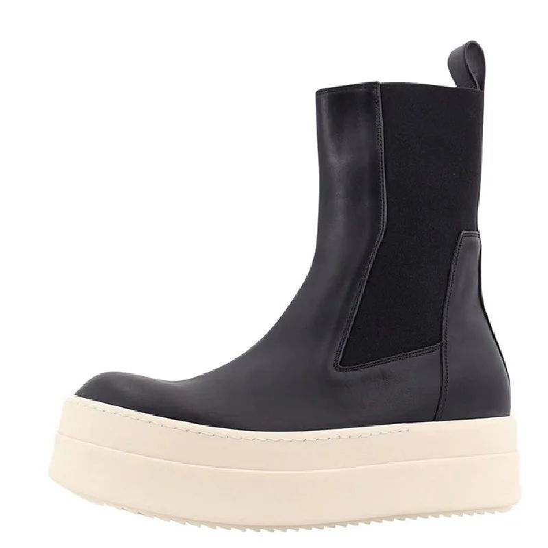 Women's Handmade Platform Chelsea Boots | Chunky Sole Genuine Leather Mid-Calf | UNITYPUREMAX™ 5