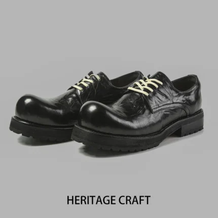 100% Genuine Men's Horsehide Leather Derby Shoes | Bulbous Toe Chunky Sole | UNITYPUREMAX™
