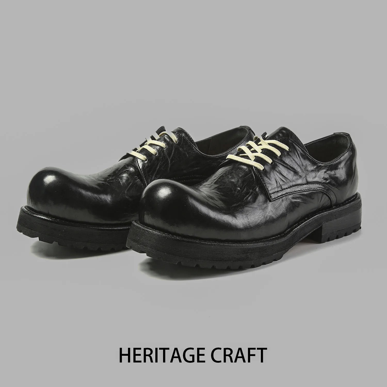 100% Genuine Men's Horsehide Leather Derby Shoes | Bulbous Toe Chunky Sole | UNITYPUREMAX™ 100% Genuine Men's Horsehide Leather Derby Shoes | Bulbous Toe Chunky Sole | UNITYPUREMAX™