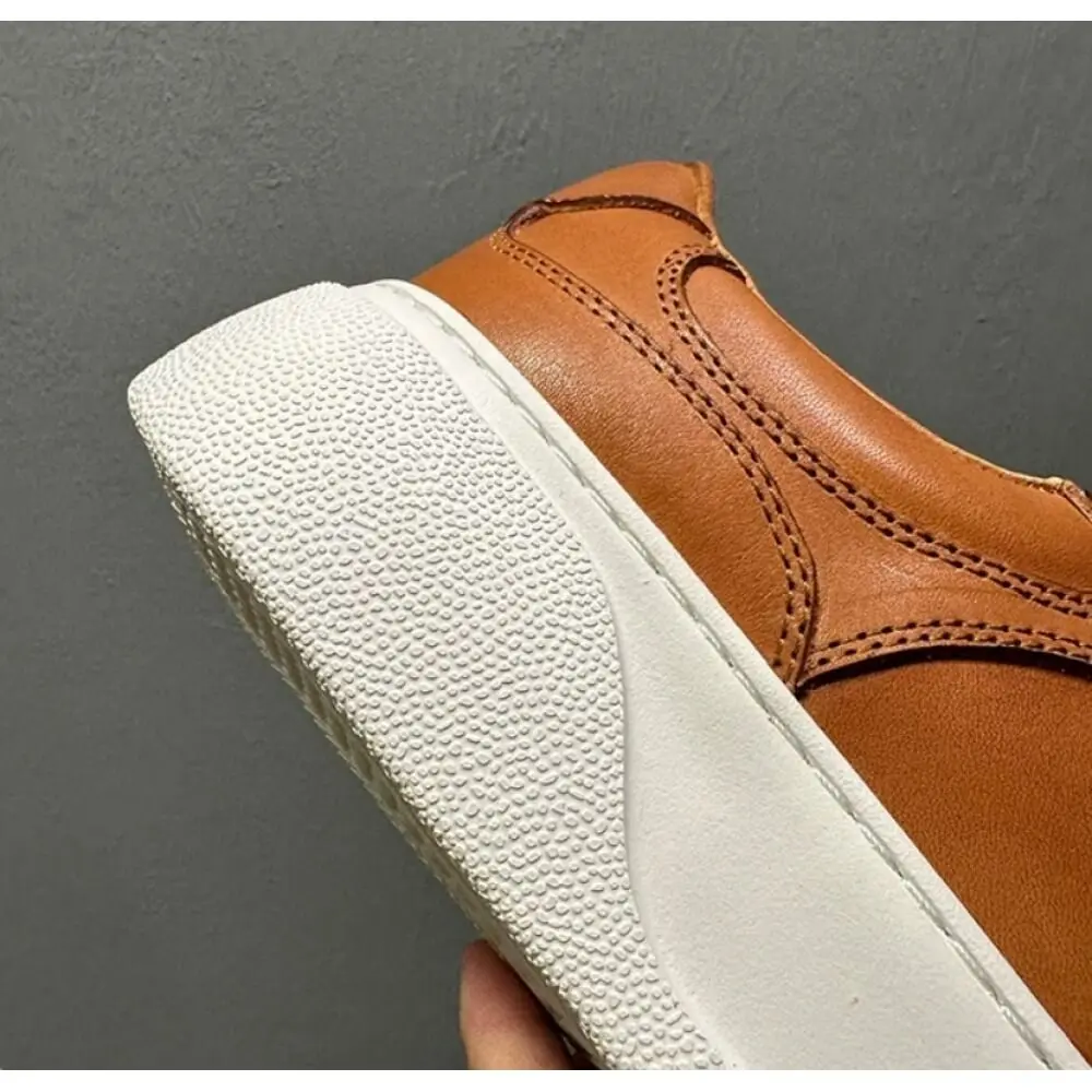 UNITYPUREMAX™ Tan Leather Men's Platform Sneakers - All-Day Comfort Casual 4