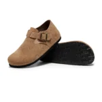 Unisex Genuine Suede Leather Closed Toe Clogs | Cork T-Bar Flat Slippers | UNITYPUREMAX™