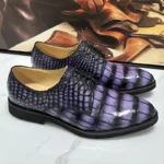 UNITYPUREMAX™ Authentic Crocodile Skin Men's Oxford Dress Shoes - Hand-Painted Chic Purple 3